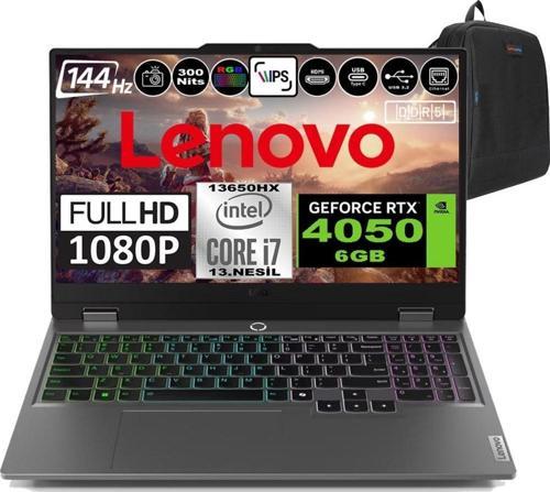Loq 15IRX9 Intel Core I7 13650HX Ddr5 32GB 512GB SSD Rtx 4050 6gb 300NITS 15.6" 144Hz Fhd Windows 11 Home Taşınabilir Bilgisayar 83DV00G7TRH05 + Zetta Çanta