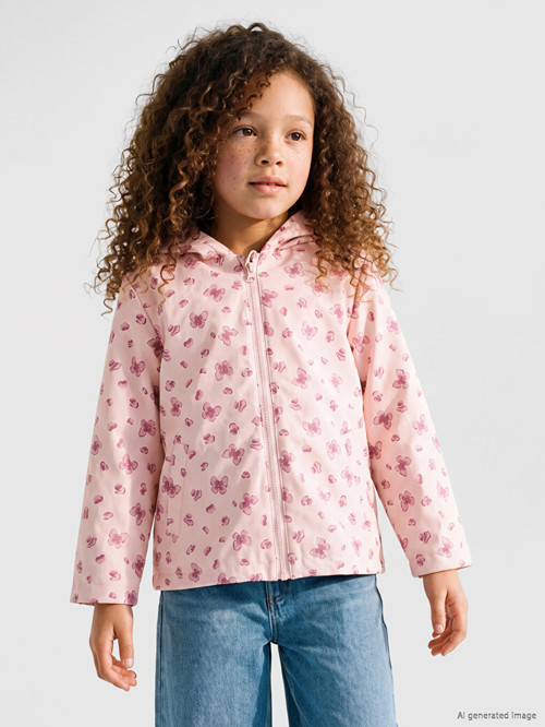 LCW Kids Pembe Su İtici Kapüşonlu Kız Çocuk Yağmurluk