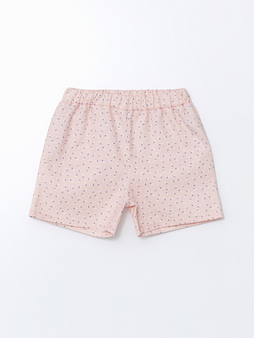 LCW ECO Pembe Çiçekli Gabardin Kız Çocuk Şort