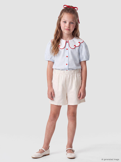 LCW Kids Ekru Beli Lastikli Kız Çocuk Şort