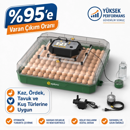 My110 Yumurta Kapasiteli Tam Otomatik Kuluçka Makinesi Su Pompası Yedek Çevirme Motoru Hediyeli