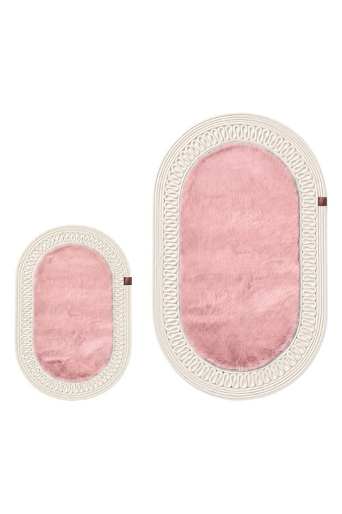 Peluş Banyo Paspası Takımı 2'Li 60X100 + 40X60 Cm İç İlmekli Halat Kenarlı Süet Taban