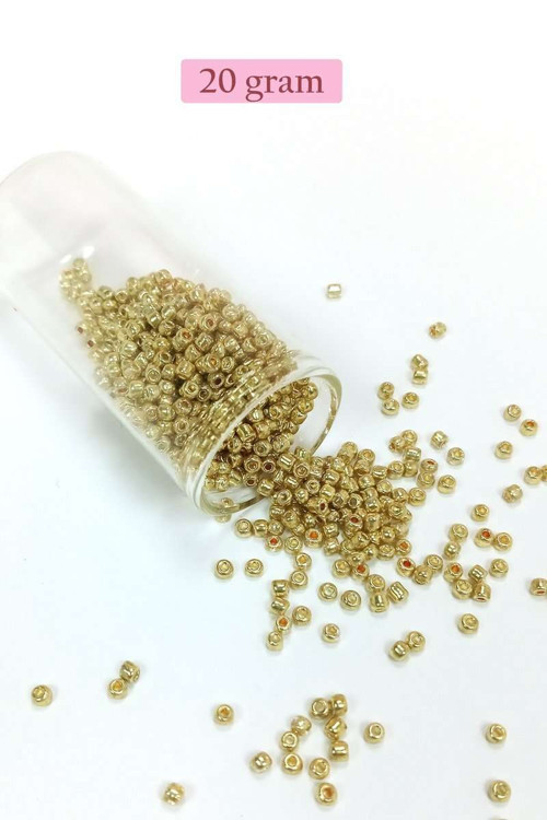 Dökme Cam Kum Boncuk (8/0) 3 mm - 20 Gram - Altın Rengi - BNC144
