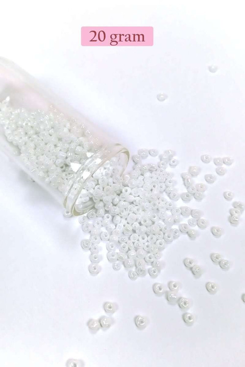 Dökme Cam Kum Boncuk (8/0) 3 mm - 20 Gram - İnci Beyaz - BNC145