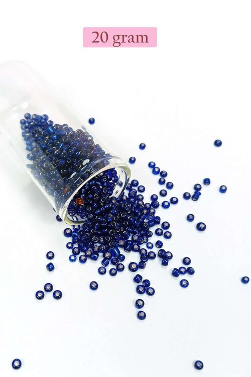 Dökme Cam Kum Boncuk (8/0) 3 mm - 20 Gram - Şeffaf Lacivert - BNC166