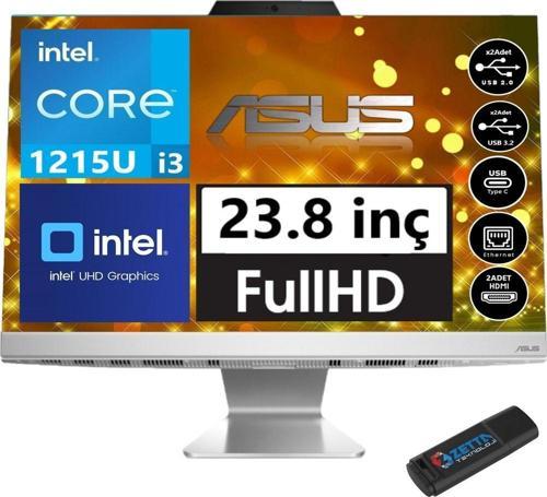 A3402WBAK-WPC007M Intel Core İ3-1215U 8gb 1tb SSD Fhd 23.8'' Windows11Home All-In-One Masaüstü Bilgisayar WPC007MH03 + Zetta USB Bellek