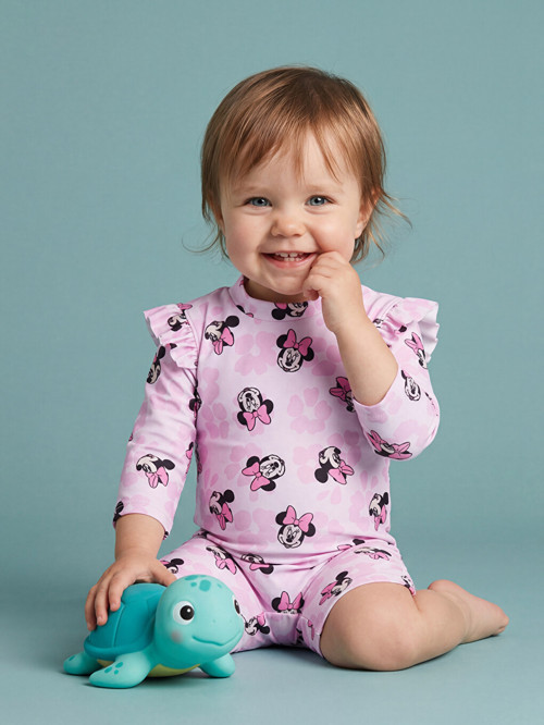 LCW baby Pembe Minnie Mouse Baskılı Kız Bebek Mayo