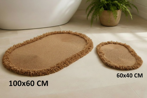 Nakkaş Home 2'li Saçaklı Jüt Klozet Takımı 2li Oval