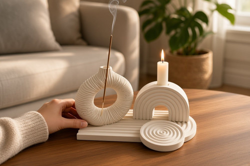 Nakkaş Home Dekoratif Mum Ve Tütsülük Obje - M2 Modeli Beyaz