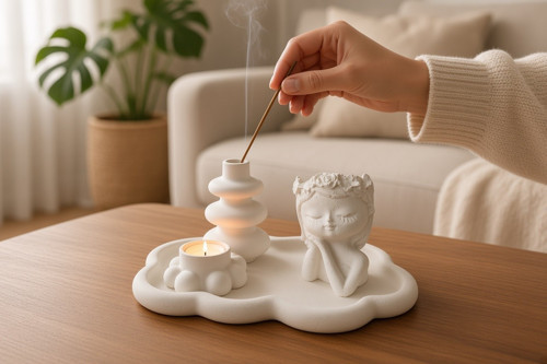 Nakkaş Home Dekoratif Mum Ve Tütsülük Obje - M1 Modeli Beyaz