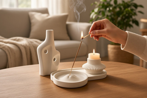 Nakkaş Home Dekoratif Mum Ve Tütsülük Obje - M7 Modeli Beyaz