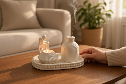 Nakkaş Home Dekoratif Mum Ve Tütsülük Obje - M4 Modeli Beyaz