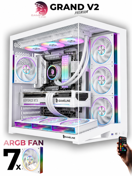 Leon V2 Grand Premium 7x ARGB PWM Fan Ultra Airflow ATX Gaming Bilgisayar Kasası Beyaz