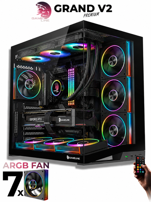 Leon V2 Grand Premium 7x ARGB PWM Fan Ultra Airflow ATX Gaming Bilgisayar Kasası Siyah