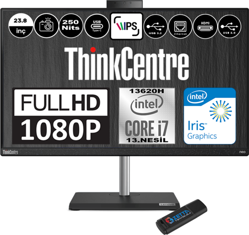 Thinkcentre Neo 30A Intel Core I7 13620H 16GB 1TB SSD Freedos Intel® UHD Graphics 23,8" Fhd 12K0000FTXF02