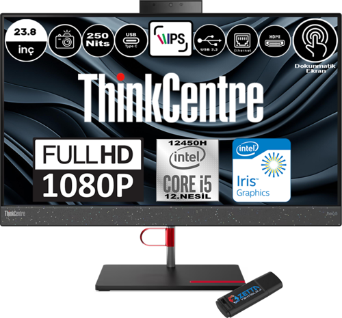Thinkcentre Neo 50A Intel Core I5 12450H 16GB Ddr5 512GB SSD Freedos Intel® UHD Graphics Dokunmatik 23,8" Fhd All In One Bilgisayar 12B800E0TRF01 + Zetta Flash Bellek