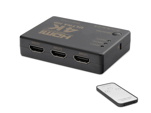 Hdmi Switch 4K Kumandalı 3 In 1 Out - Siyah HDX1308