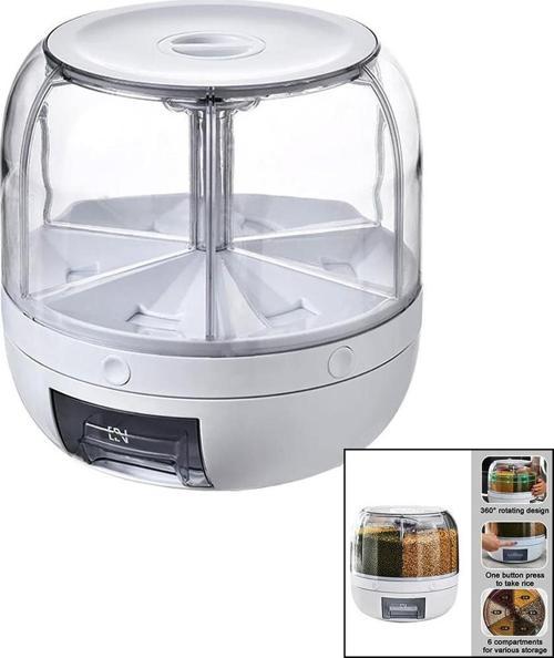 360° DÖNEBİLEN GIDA ORGANİZERİ 6 BÖLMELİ - 6KG. OTOMATİK DÜĞME MUSLUK (2818)