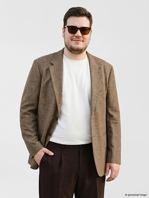 LCW Vision Kahverengi Regular Fit Keten Karışımlı Erkek Blazer Ceket