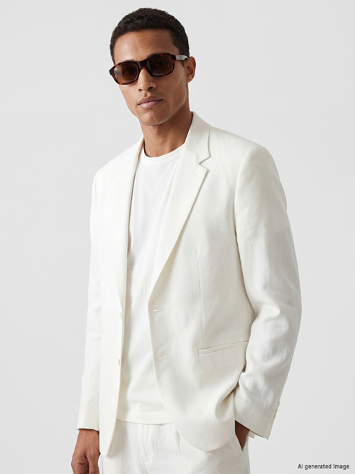 LCW Vision Beyaz Regular Fit %100 Keten Erkek Blazer Ceket