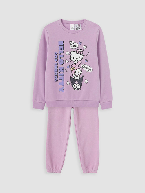 LC WAIKIKI Lila Hello Kitty Baskılı Kız Çocuk Kalın Eşofman Takım