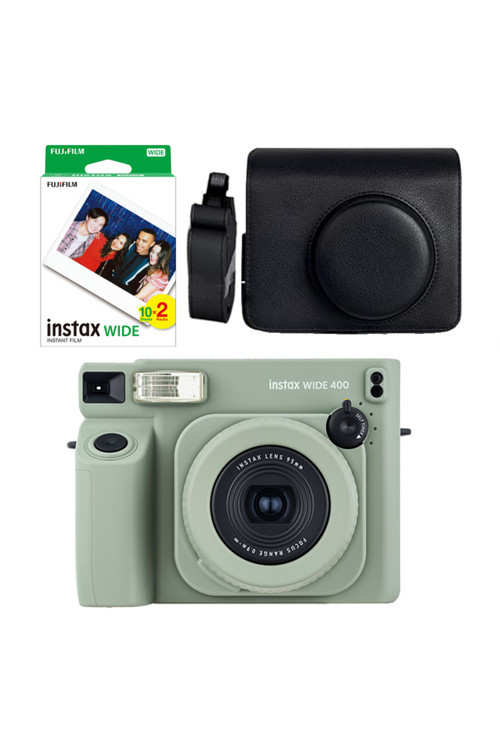 Instax Wide 400 Yeşil Fotoğraf Makinesi Ve 20'Li Film Ve Kılıf Hediye Seti