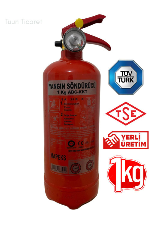 1 Kg Yangın Söndürücü - Ce & Tse Belgeli - Tüvtürk Uyumlu - Araç Tip Onaylı -Nisan Ayı Üretim
