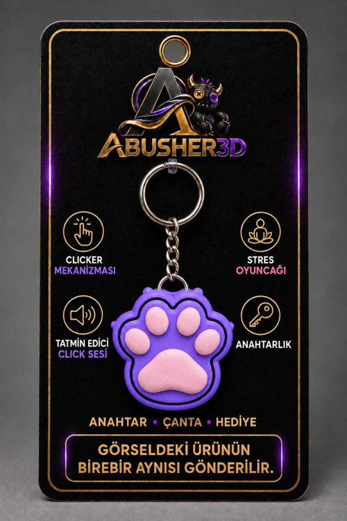 Sevimli Patiler Clicker Anahtarlık / Stres Azaltan Fidget Oyuncak