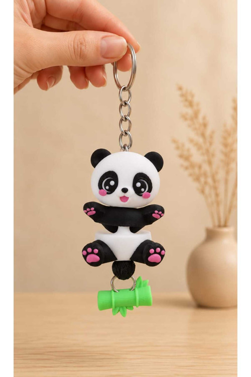 Sevimli Panda Hareketli Anahtarlık / Çanta Charmı /Çanta Süsü / Siyah Beyaz