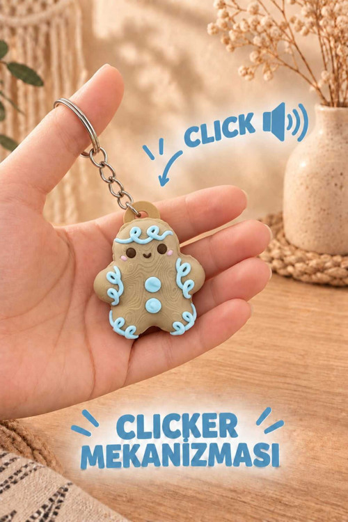 Mutlu Kurabiye Clicker Anahtarlık , Çanta Charmı / Stres Oyuncağı / Fidget Oyuncak