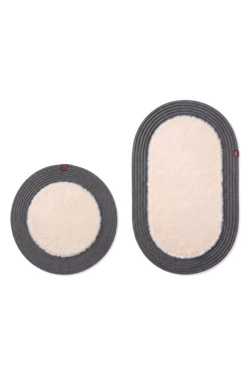 Peluş Banyo Paspası Takımı 2'Li 60X100 + 60X60 Cm Örgü Halat Kenarlı Süet Taban
