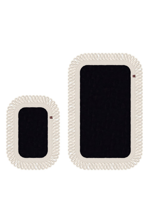 Peluş Banyo Paspası Takımı 2'Li 70X110 + 50X70 Cm Örgü Halat Kenarlı Süet Taban