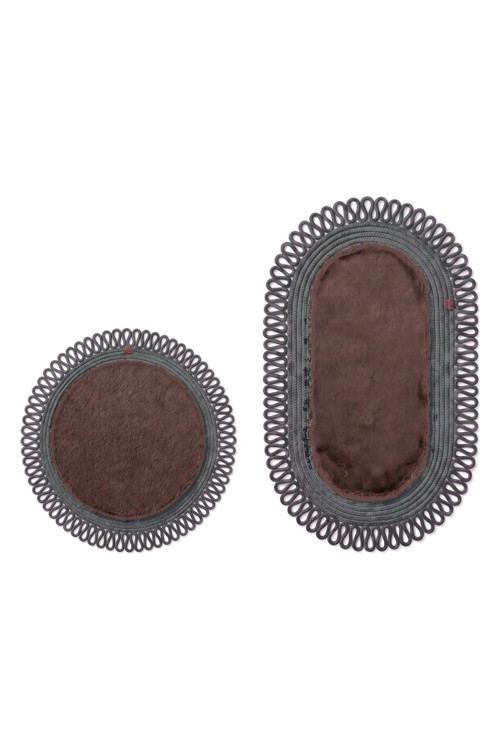 Peluş Banyo Paspası Takımı 2'Li 60X100 + 60X60 Cm Dış İlmekli Halat Kenarlı Süet Taban