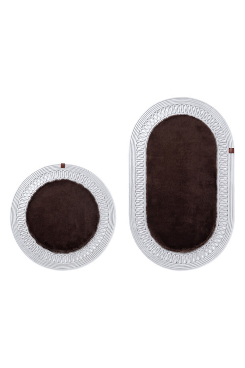 Peluş Banyo Paspası Takımı 2'Li 60X100 + 60X60 Cm İç İlmekli Halat Kenarlı Süet Taban