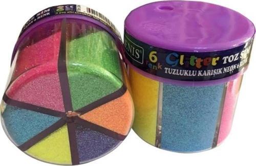 Neon Fosforlu Toz Sim 6 Renk Tuzluklu Karışık Renkler