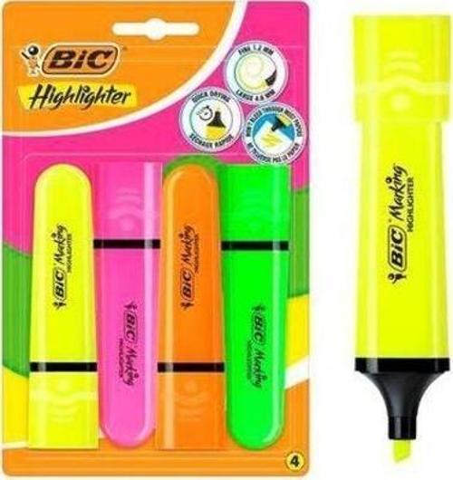 Marking Flat Highlighter 4Lü Blister Canlı Renkler