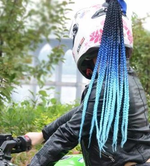 Tex Kask Süsü 4 Motosiklet Bisiklet Ve Kayak Kask Süsü Örgü At Kuyruğu Saç Yeşil Gri