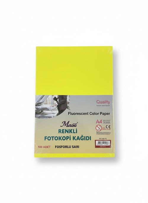 A4 Renkli Fotokopi Kağıdı 100 lü Fosforlu Sarı
