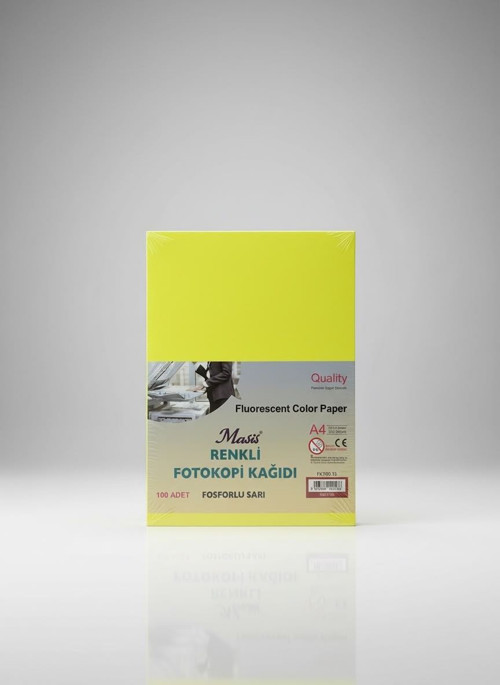 Masis A4 Renkli Fotokopi Kağıdı 100 lü Fosforlu Sarı 2