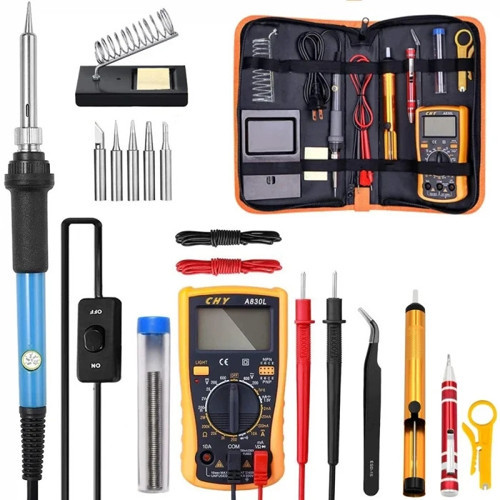 Havya Lehim Seti - 60W Elektronik Onarım Kiti (Multimetre - Havya - Vakum Pompası Uç Seti - L