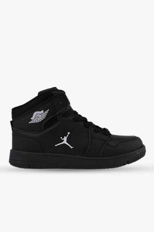 Garantili Unisex Çocuk Uzun Sneaker Spor Ayakkabı Ortopedik 26-27-28-29-30-31-32-33-34-35 Numara - Siyah