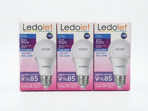 8,5W LED Ampul Beyaz 3 Adet