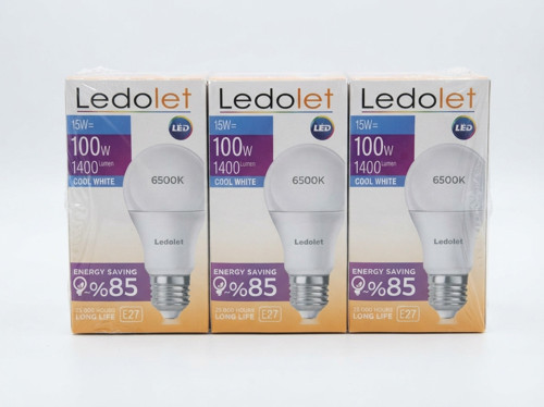 15W LED Ampul Beyaz 3 Adet