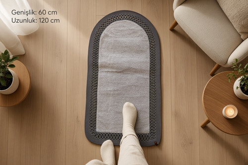 Nakkaş Home Peluşlu Jüt Gri Seccade 60x120 Yumuşak Dokulu Kaydırmaz Taban 60 x 120 CM