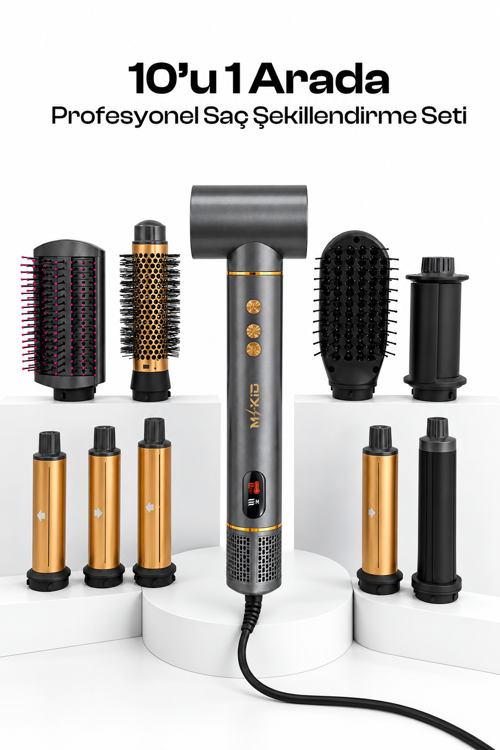 Saç Kurutma ve Şekillendirme Seti 10’u 1 Arada AirStyler, 110.000 Rpm Bldc Negatif İyon ve Otomatik Hava Akım Teknolojisi, 4 Kademeli Sıcaklık, 3 Kademeli Fan Hızı Ayarı, Dijital Ekran
