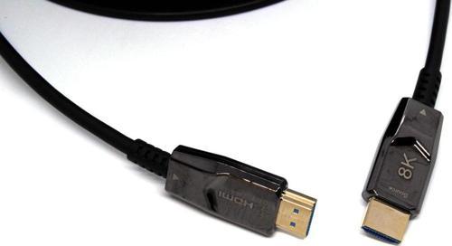 HDMI 2.1 Aktif Fiber Optik Kablo (AOC), Tip A Erkek/Erkek, 8K60HZ, 10 metre, altın kaplama, siy