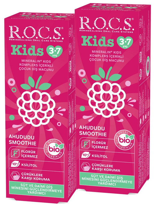 Kids Ahududu Smoothie Tadında Florürsüz Diş Macunu 45G 3-7 Yaş İçin 2 Adet