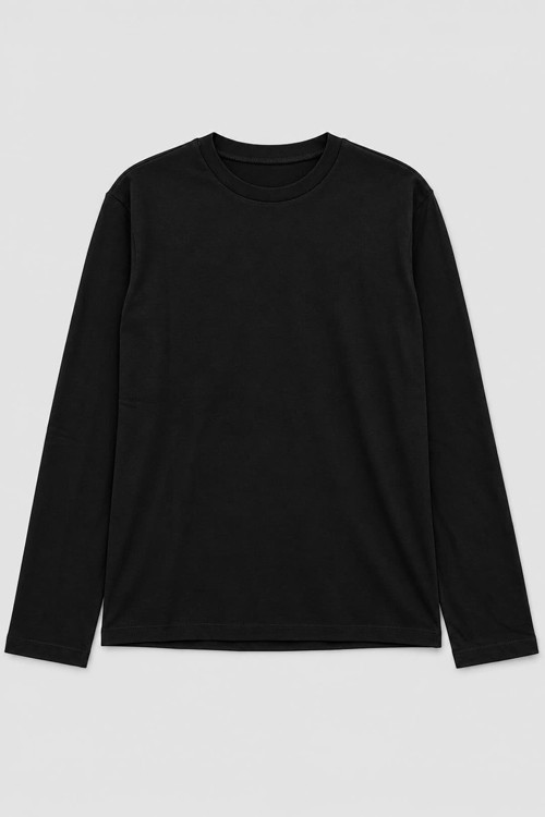 Kadın Bisiklet Yaka Düz Uzun Kollu Siyah Sweatshirt