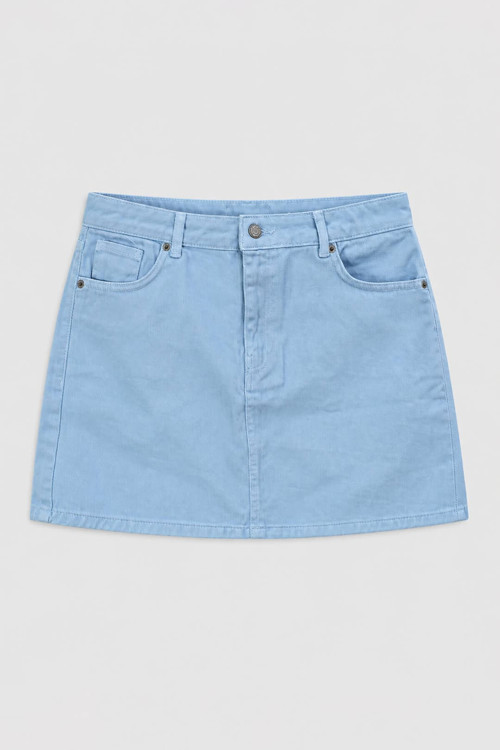 Kadın Mavi %100 Pamuk Regular Fit Mini Jean Etek