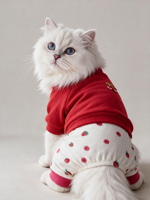 Tatlı Çilek Duo – Çilekli Kedi Tulum & Sweat Kombini